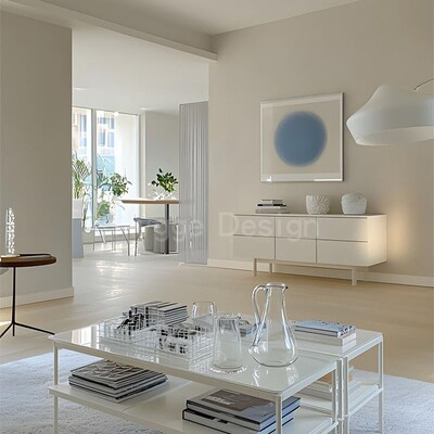 韩式ins风干净清爽治愈气息装饰画蓝色系小众艺术感卧室家居挂画