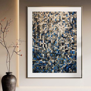 轻奢客厅装 高级酒店样板间挂画 饰画沙发背景墙壁画抽象编织感意式