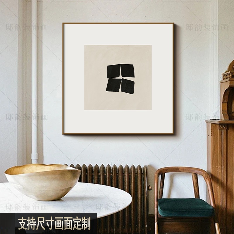 现代简约餐厅饭厅装饰画民宿酒店房间床头壁画正方形软装挂画定制图片