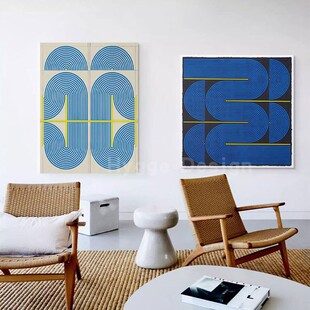 波普风包豪斯工业风装饰画客厅摆画北欧风餐厅抽象线条艺术壁挂画