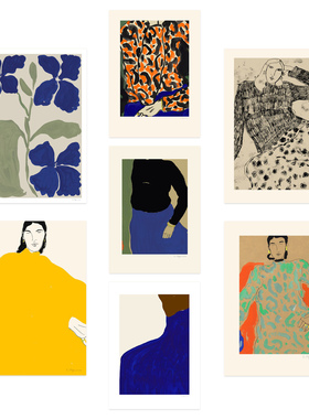 丹麦设计师Rosie McGuinness复古抽象艺术海报北欧挂画餐厅装饰画