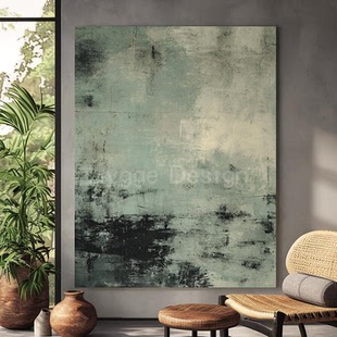 饰画走廊大气壁画玄关壁挂画 现代简约风挂画侘寂风客厅装 绿影