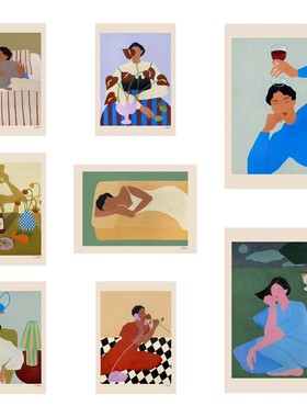 北欧丹麦设计Carla Llanos女性艺术海报 卧室客厅餐厅装饰画