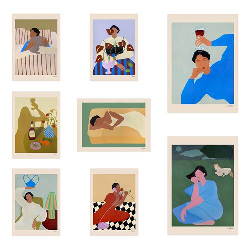 北欧丹麦设计Carla Llanos女性艺术海报 卧室客厅餐厅装饰画