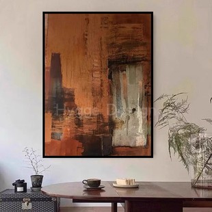 侘寂风抽象艺术客厅装 饰画小众艺术轻奢高级民宿复古艺术玄关挂画