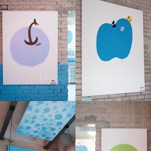 友谊商店小众艺术客厅装 apple 饰画蓝色艺术玄关走廊挂画 Blue