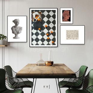 挂画 饰画小众中古餐厅壁画组合沙发背景墙美式 北欧风格 轻奢客厅装