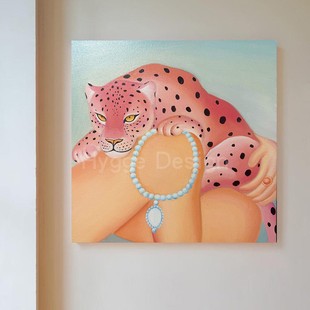 珍珠粉豹简约现代客厅装 高级感沙发背景墙挂画抽象玄关画 饰画法式