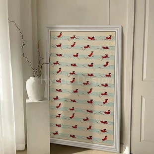 法式 饰画红裙少女入户玄关过道挂画 小众艺术客厅卧室走廊装