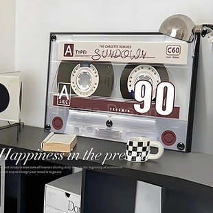 包豪斯艺术客厅餐厅装 饰画酒吧复古唱片磁带桌柜摆画咖啡吧台挂画