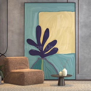 现代简约轻奢客厅装 墙挂画 饰画蓝色北欧风抽象极简背景墙壁画竖版