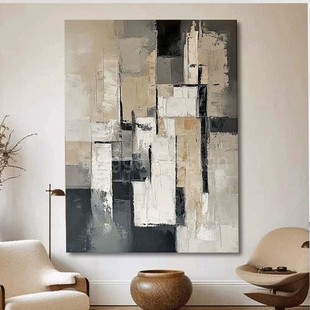 原创抽象色块侘寂风简约现代装 饰客厅卧室玄关挂壁画