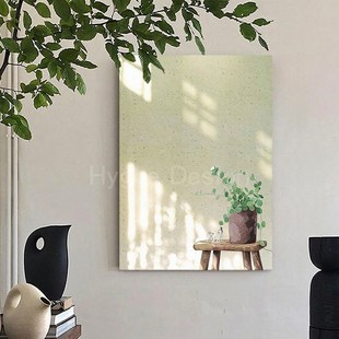 日式 饰画玄关走廊盆栽入户玄关壁画清新暖色书房挂画 原木风客厅装