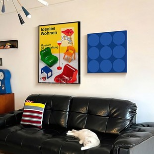 中古彩包豪斯高级感客厅装 饰画小众艺术沙发后面背景墙组合挂画