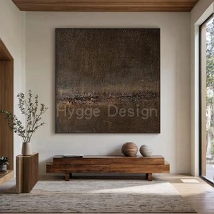 大地色侘寂风装 饰画客厅别墅民宿墙面极简主义仿帆布画挂画