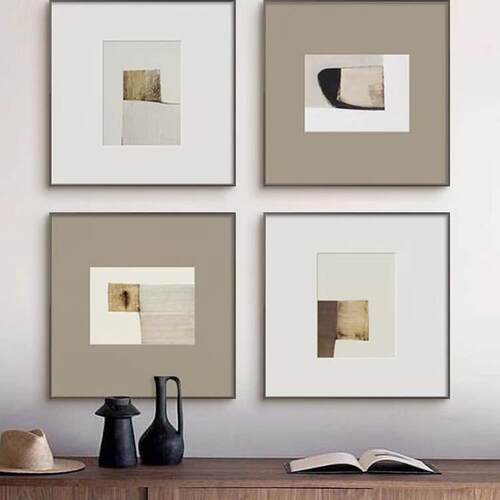 客厅装饰画北欧简约抽象餐厅卧室床头挂画极简餐厅正方形挂画壁画