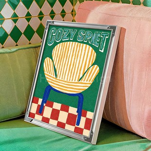 包豪斯风格 饰画抽象海报北欧高级感卧室沙发背景墙挂画 椅子客厅装