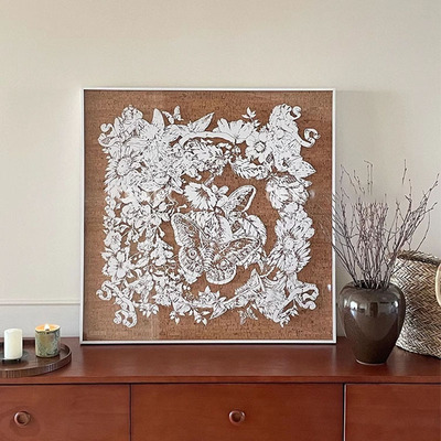 【浮光掠影】中古法式蝶影幽香复古文艺客厅背景墙卧室挂画高级感