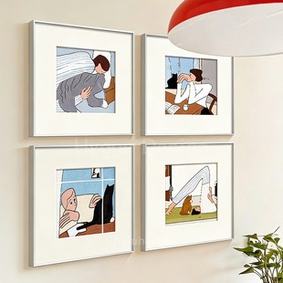 中古包豪斯客厅装 饰画高级感简约置物架墙面摆画餐厅组合抽象挂画