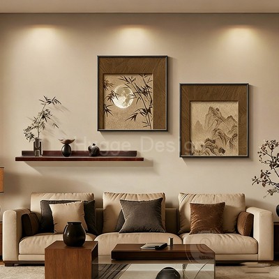 2025新款宋代美学客厅装饰画竹子书房挂画高级感中式茶室氛围壁画