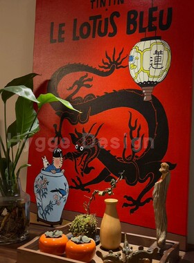 丁丁历险记海报漫画客厅装饰画小众艺术儿童房床头卧室背景墙挂画