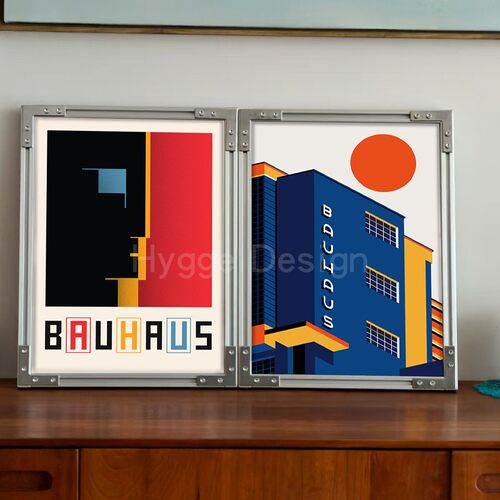 BAUHAUS包豪斯设计海报客厅装饰画小众德系工业风中古轻奢挂画