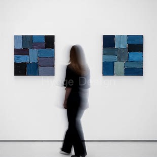 弗兰克·伯姆新款 饰画工作室别墅墙面民宿抽象挂画 蓝色系装