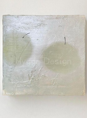 《两个青苹果》侘寂风客厅装饰画小众艺术抽象肌理感壁画玄关挂画