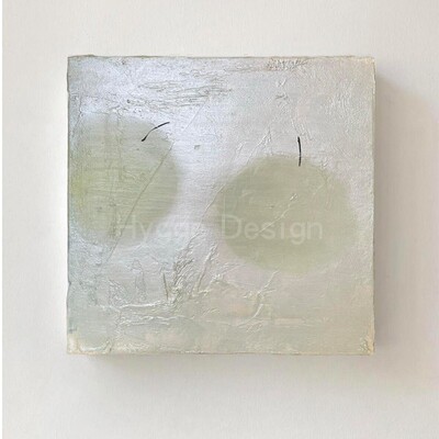 《两个青苹果》侘寂风客厅装饰画小众艺术抽象肌理感壁画玄关挂画