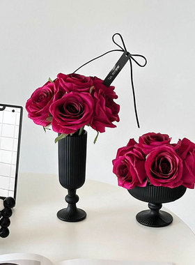 法式轻奢玻璃花瓶仿真花桌面插花摆件感小众客厅摆设家居装饰