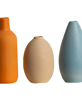 陶瓷花瓶套装三件套白色花瓶装饰摆设摆件家居客厅插花现代花器