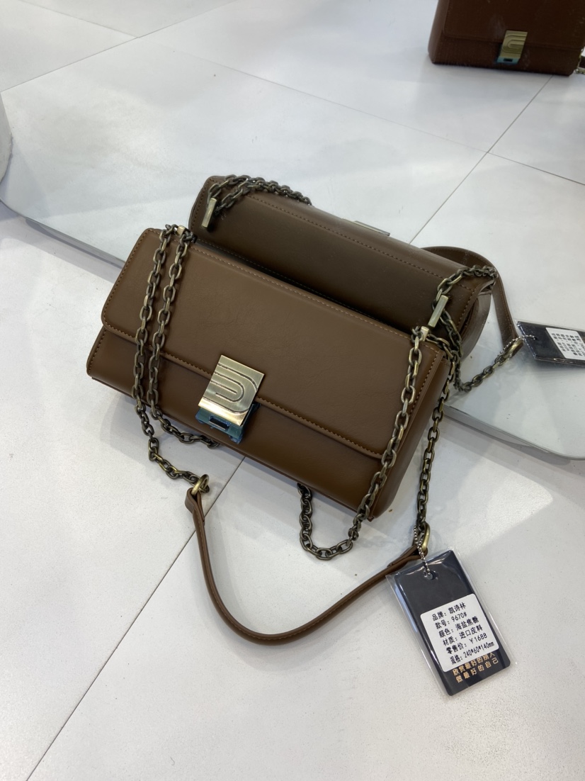 凯诗琳2022新款女包单肩斜挎包链条包牛皮包包法棍包韩版时尚