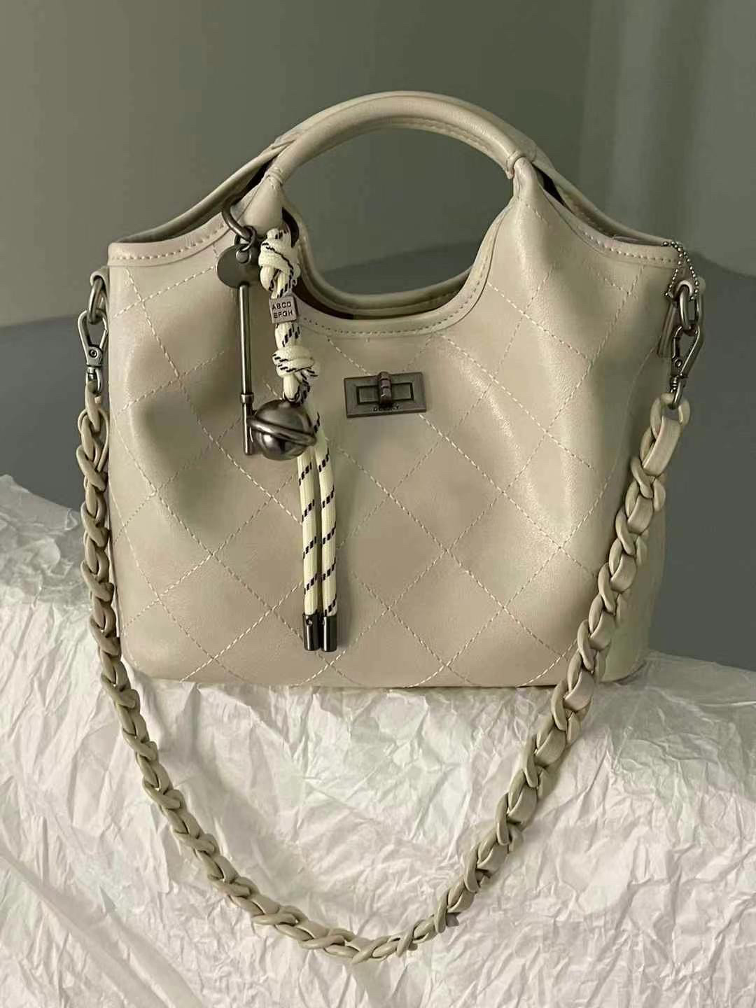 小D家7098新款女包小香风菱格托特链条包女2025新款手提单肩斜挎