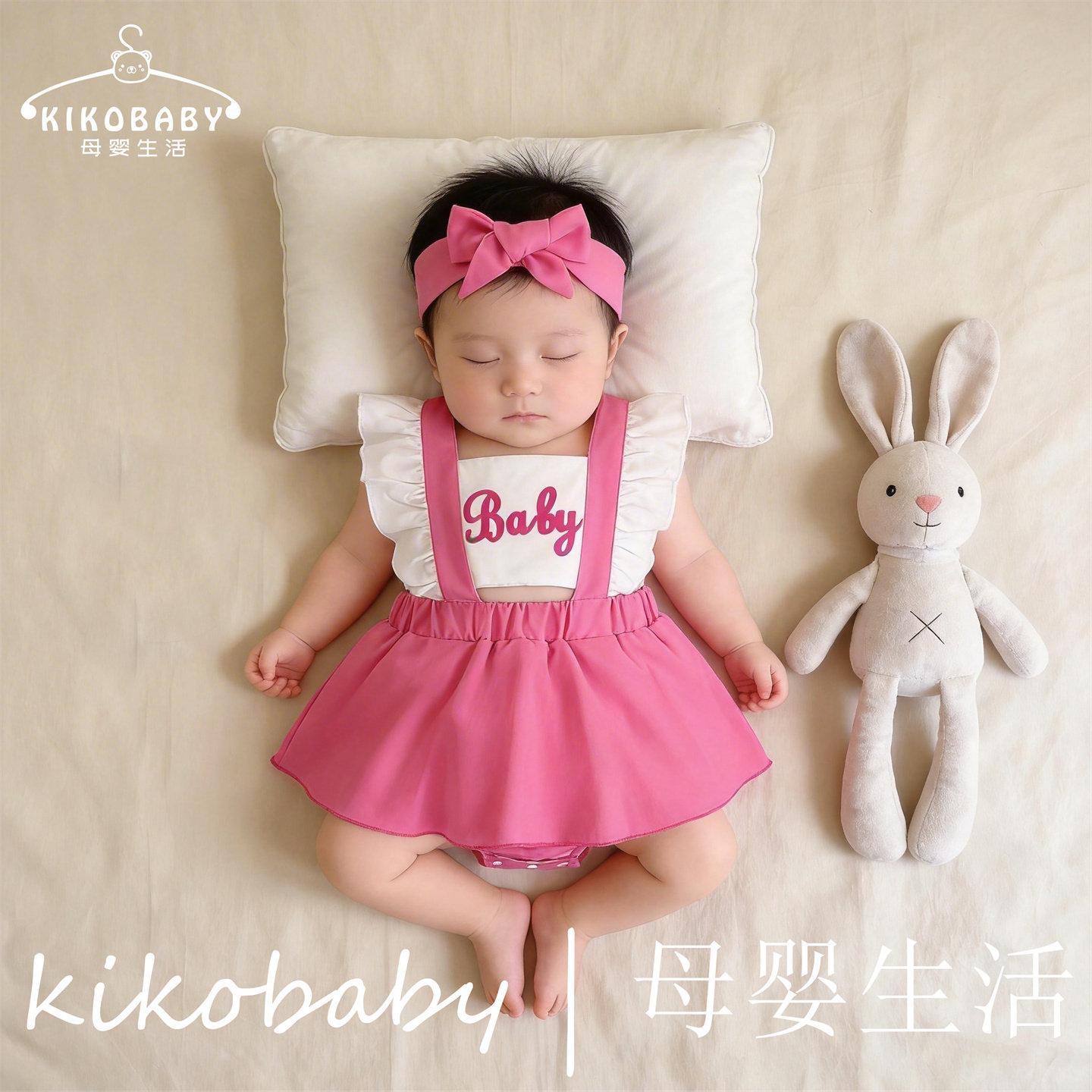 KIKOBABY欧美宝宝婴儿新生儿薄款玫红色露背哈衣爬服 连体衣 外贸
