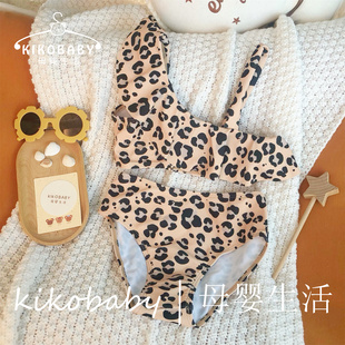 跨境女童分体泳衣亚马逊儿童泳装 Baby Bikini豹纹分体婴幼童泳装