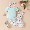 Blue floral three -piece foreign trade products without tags