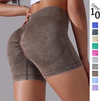 Knitted high waisted crescent yoga shorts for exercise,