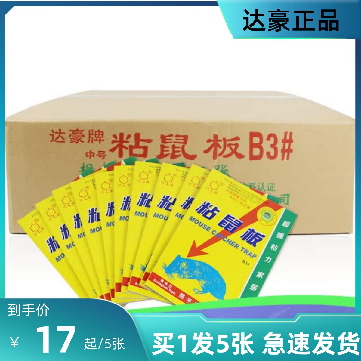 正品开平达豪老鼠粘粘胶薄板家用强力引诱中号粘鼠纸板捕鼠神器b3