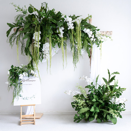 定制森系拱门花艺婚礼壁挂花排