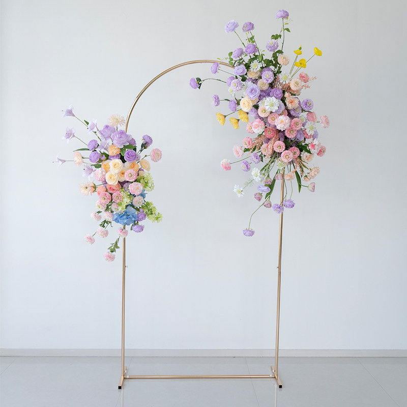 欧式粉紫色壁挂花排拱门花艺 仿真花假花活动仪式背景布置挂花