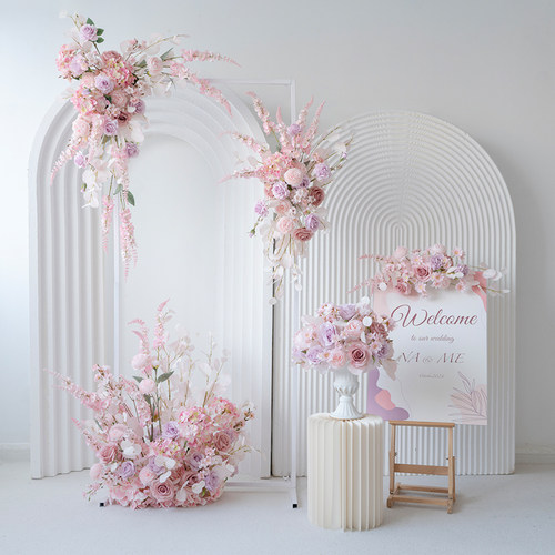 成品秋粉色婚礼花艺成品仿真花