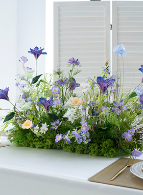成品长桌桌花装饰花艺