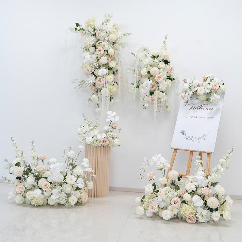 白色满天星装饰仿真花套装 壁挂花艺地排花婚礼舞台背景布置假花图片