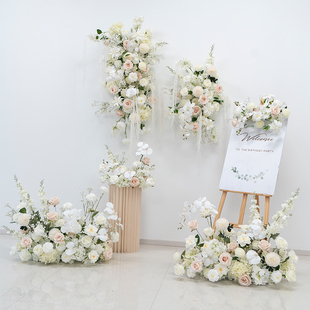 白色满天星装饰仿真花套装 壁挂花艺地排花婚礼舞台背景布置假花