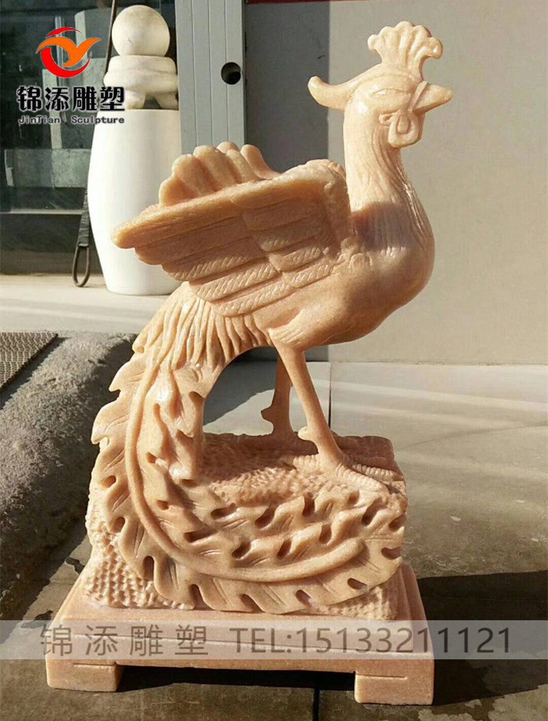 石雕汉白玉凤凰大理石雕塑摆件园林公园大型摆件青石十二生肖