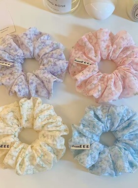 韩系温柔紫色碎花大肠发圈女慵懒风扎头发百搭发绳头饰头花新款