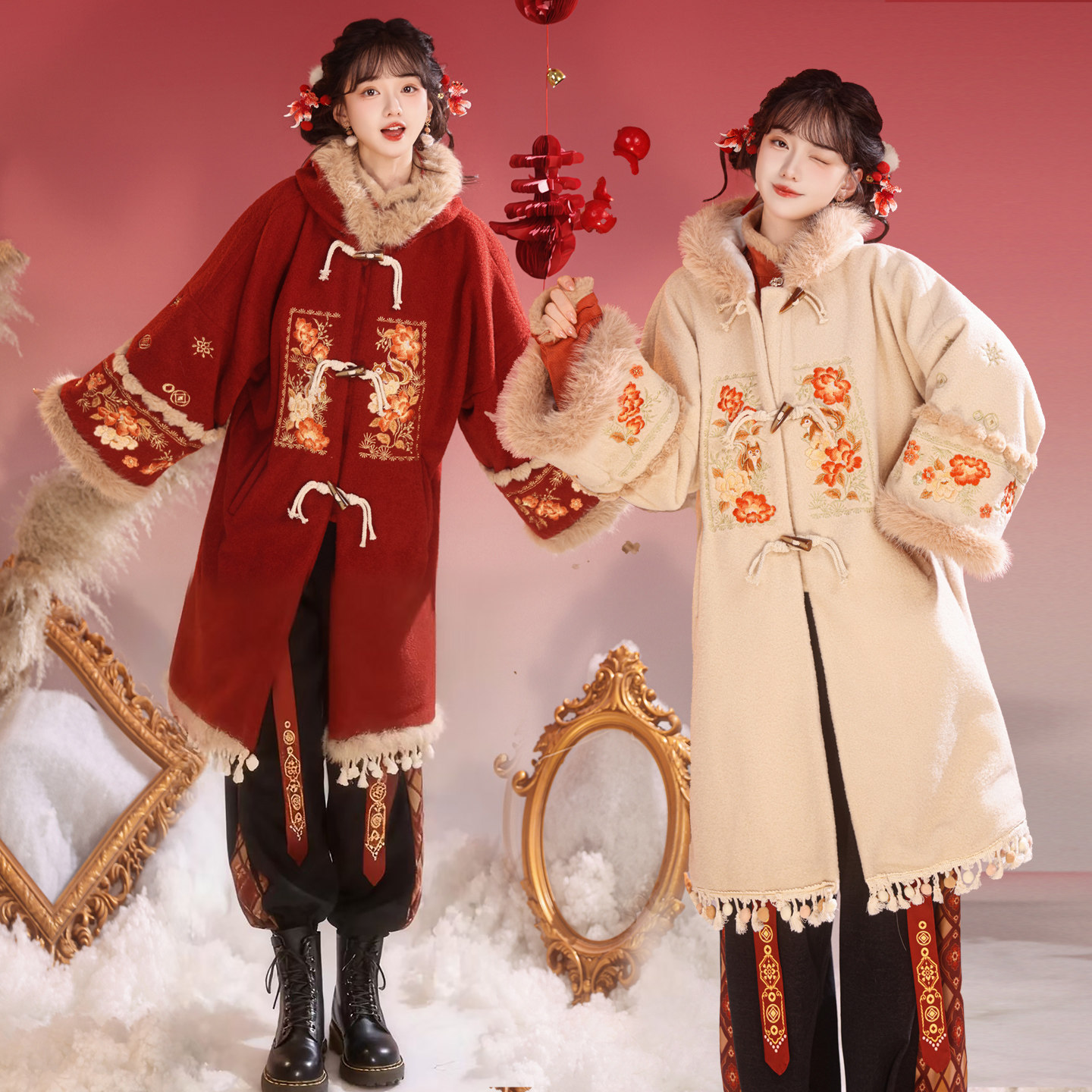 原创汉服女【栗禧】国风刺绣加绒长袄带口袋日常立领弓袋袖汉元素,女装/女士精品,汉服套装,淘宝优惠券,粉丝福利购,淘宝优惠卷