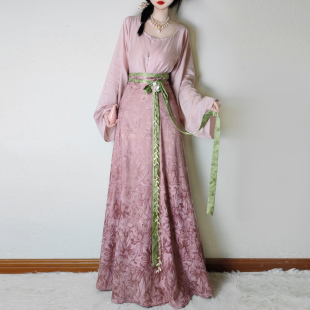 原创汉服女唐制人棉垂领衫改良提花八破裙春夏日常中国风百搭通勤