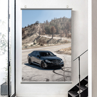 奔驰E63汽车高清海报壁纸学生宿舍卧室卷轴挂画装 饰画挂画背景墙