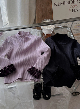 2026新款深秋冬新品童装韩版休闲纯色毛衣打底衫套头长袖-110098